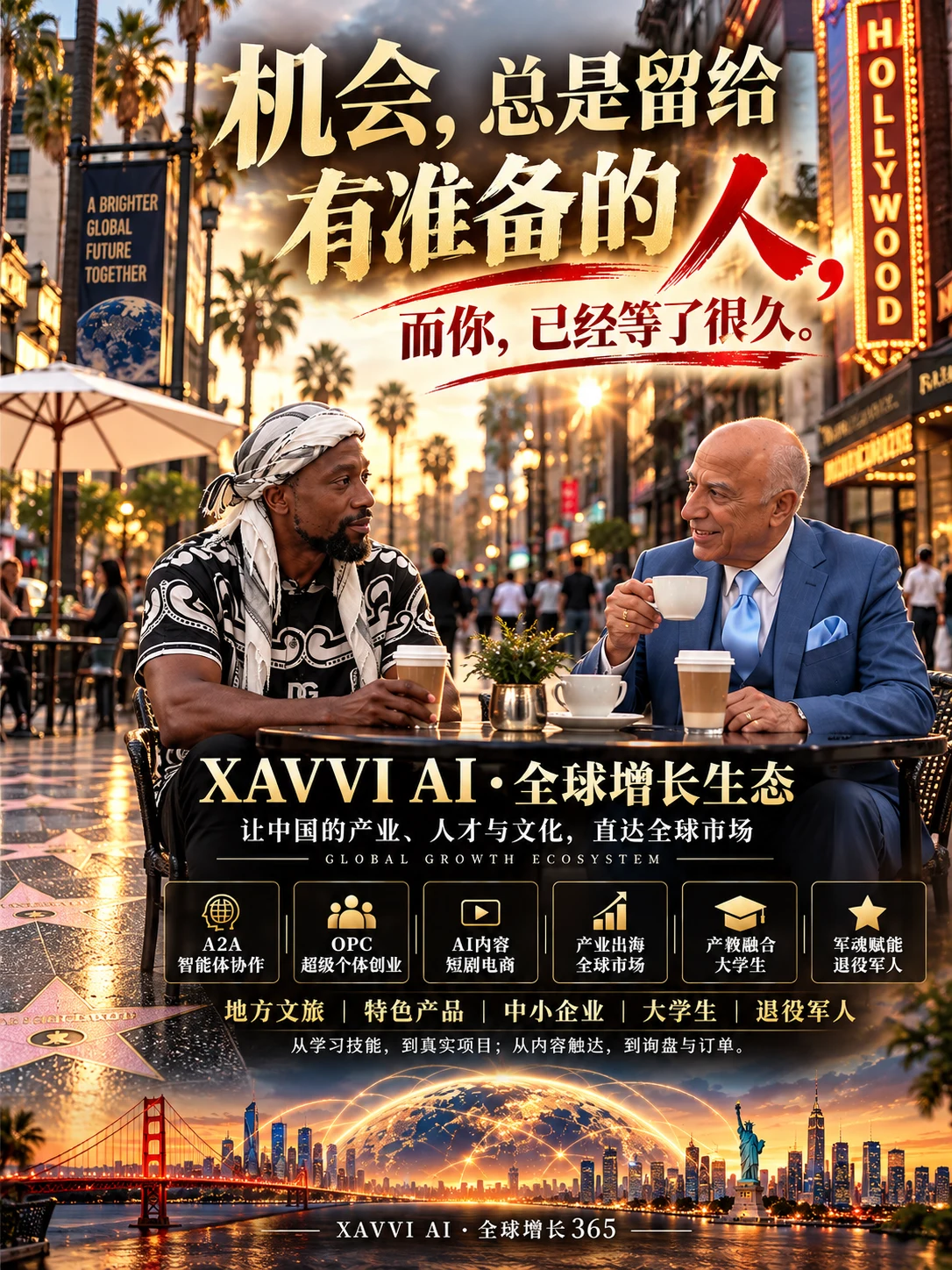 Xavvi AI Global Growth Ecosystem poster — opportunity favors the prepared
